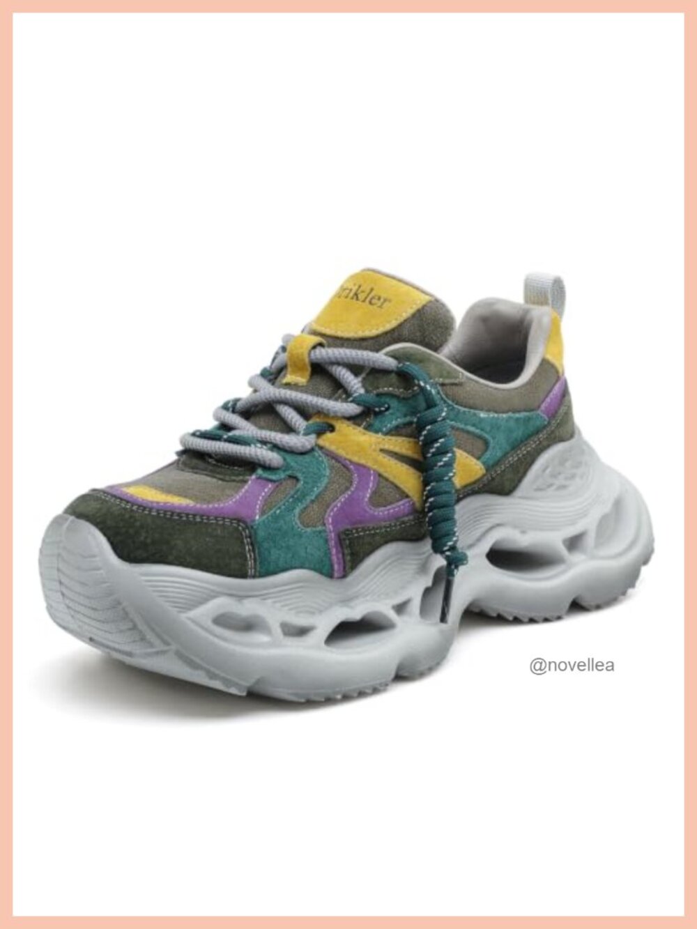 Women's Chunky Lace-Up Platform Sneakers Leather Athletic Walking Shoes